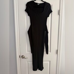 Topshop Black Ribbed Midi Dress